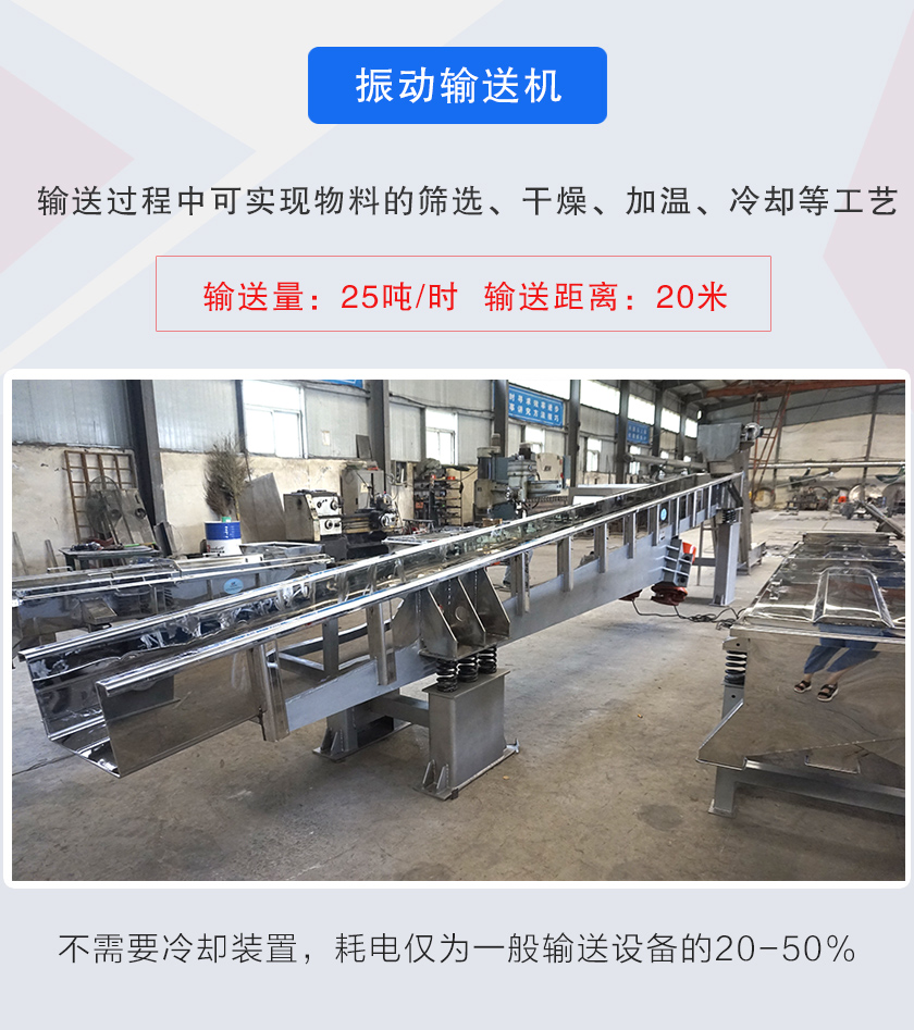 输送（sòng）过程中可实现物料的筛选、干燥、加温、冷（lěng）却等工艺